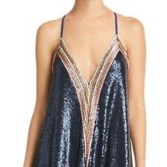 Aqua Sequined Maxi Dress Ball Gown NWT - Picture 5 of 6